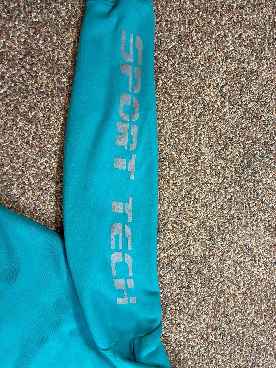 Tommy Jeans Hoodie Size L Teal Logo Sleeve Patches Sport Tech 7