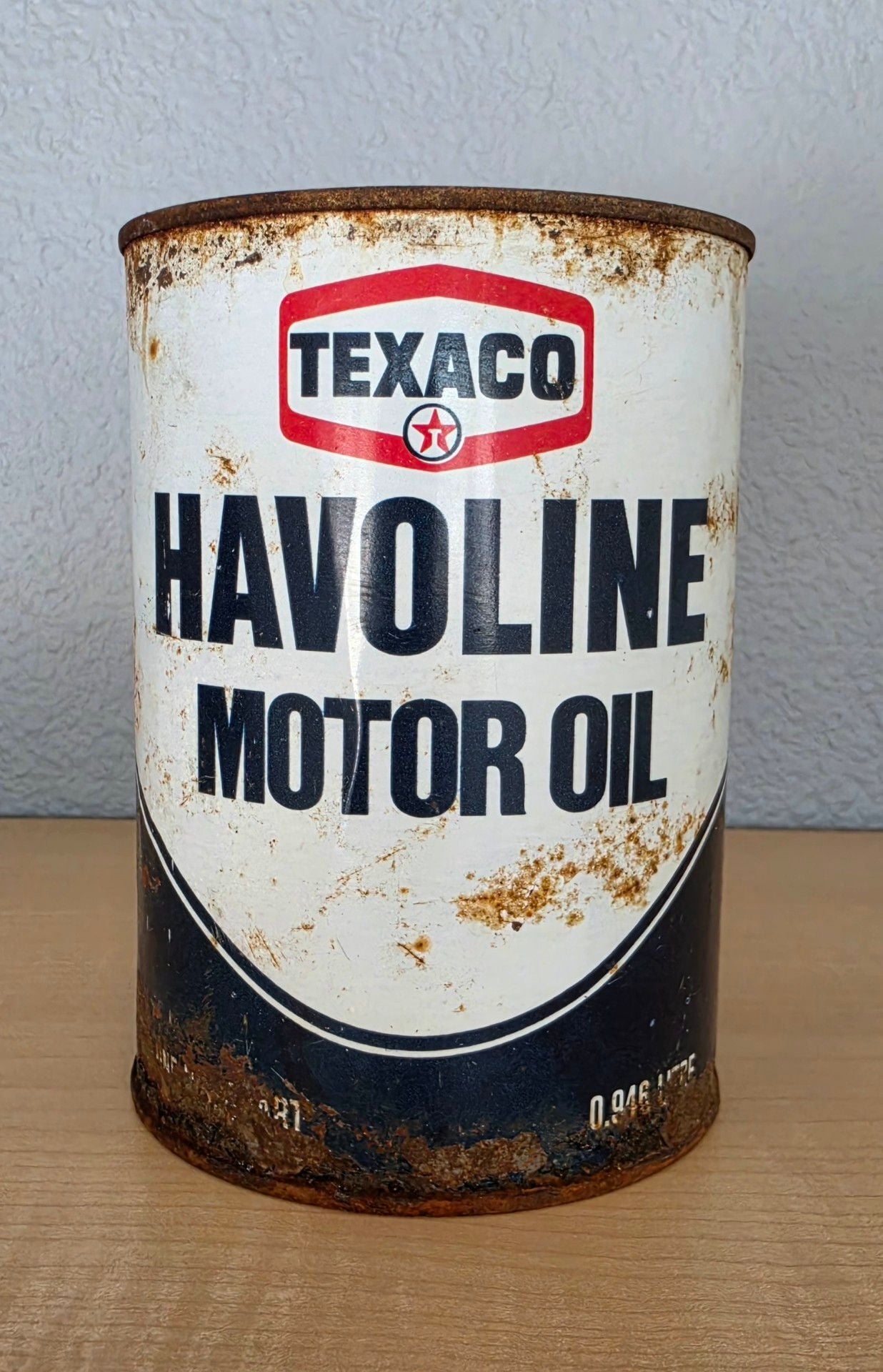 Texaco Havoline Motor Oil 1 Quart Vintage Metal Can 521 1