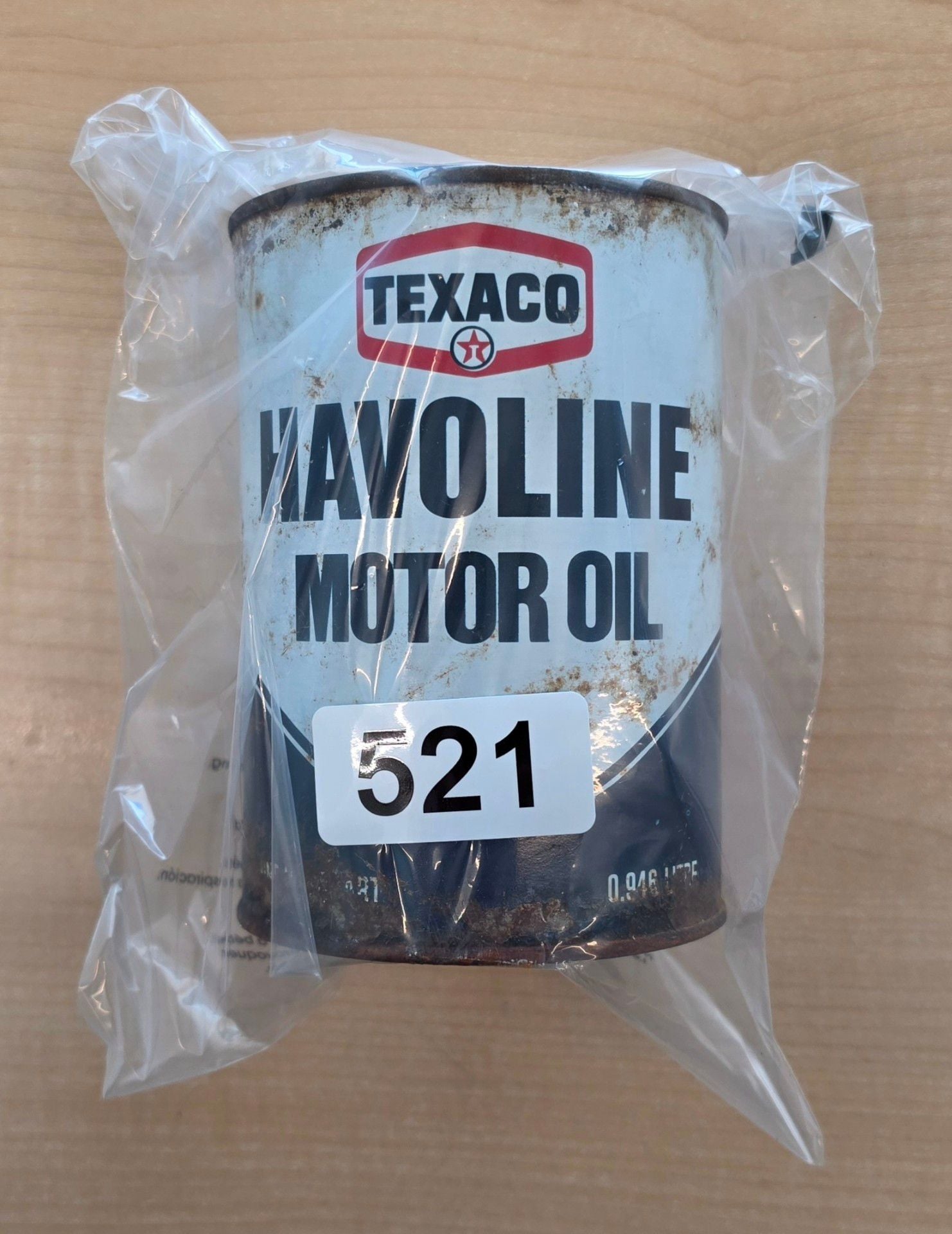 Texaco Havoline Motor Oil 1 Quart Vintage Metal Can 521 5