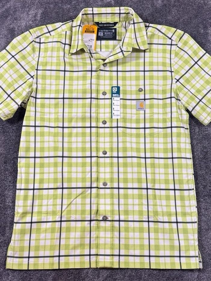 New Carhartt Force Sun Defender Short-Sleeve Plaid Shirt Size S 4