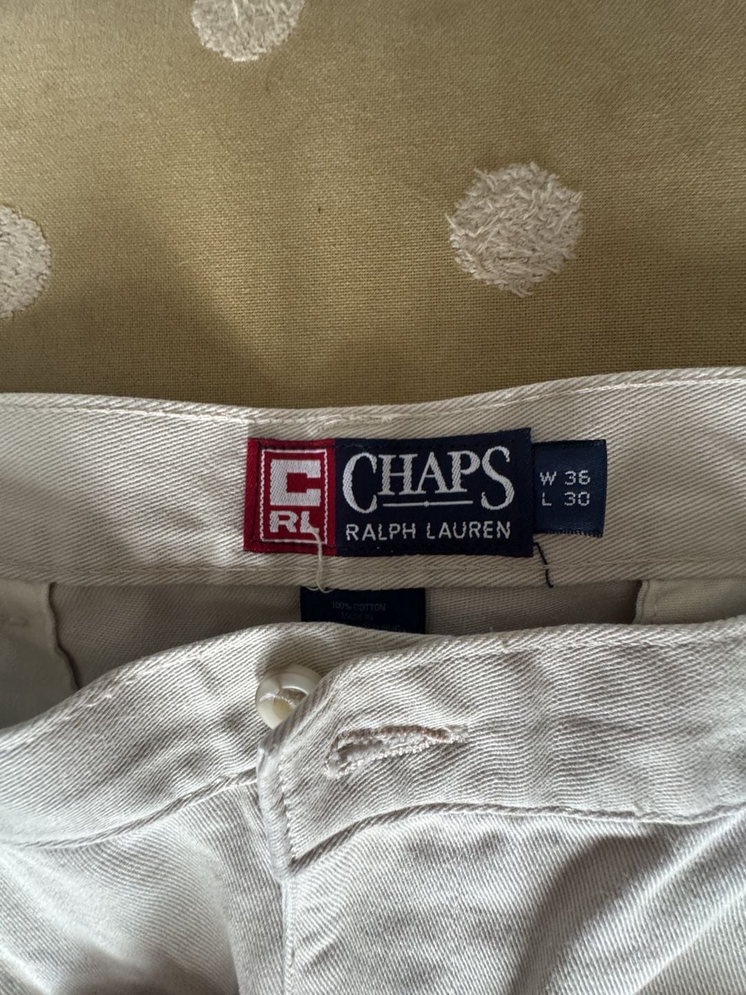 Chaps Ralph Lauren Pleated Chino Pants Size 36x30 Tan Cotton 3