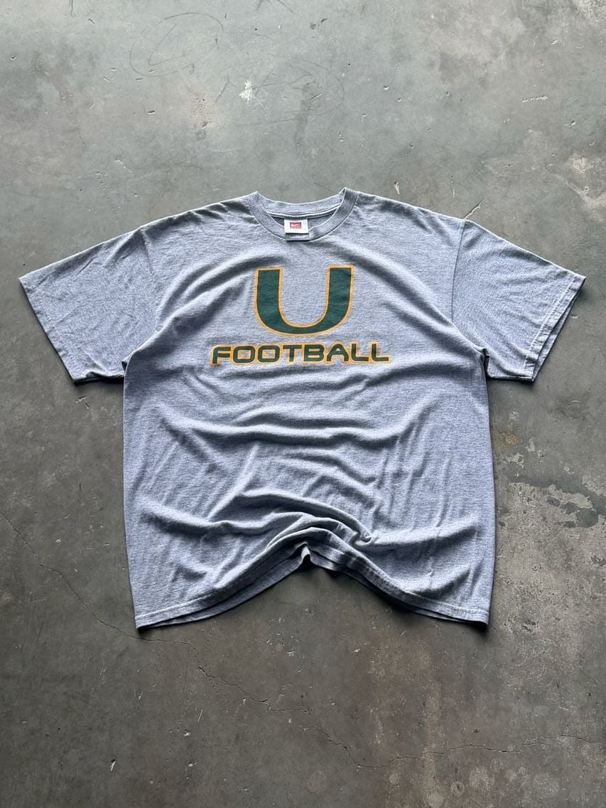 Vintage Y2K Nike Miami Hurricanes Football 2 Sided Graphic T Shirt Mens Size XL 2