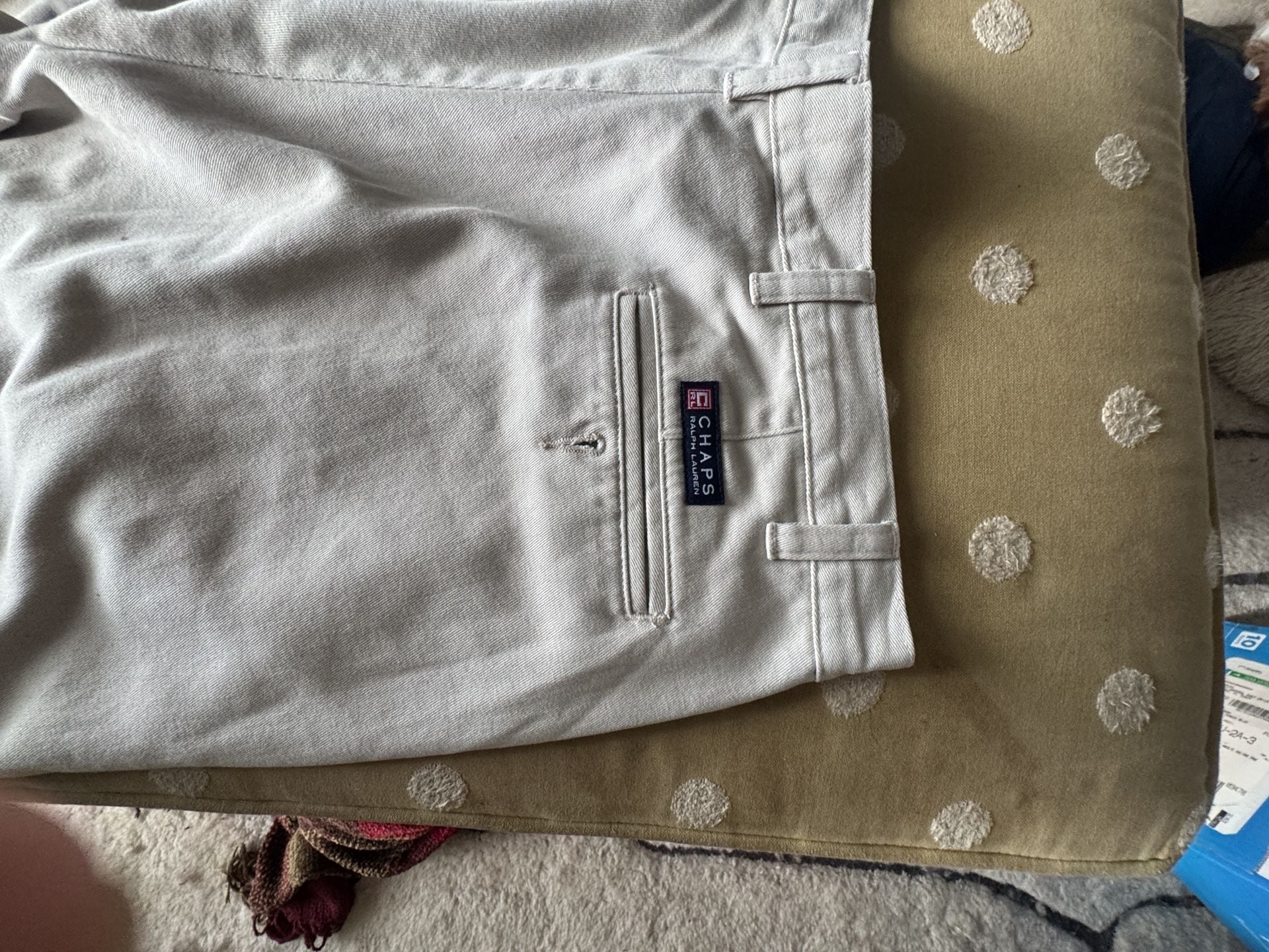 Chaps Ralph Lauren Pleated Chino Pants Size 36x30 Tan Cotton 6