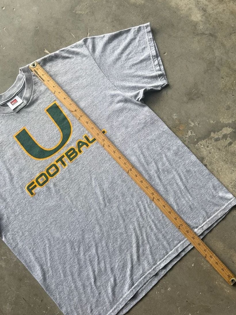 Vintage Y2K Nike Miami Hurricanes Football 2 Sided Graphic T Shirt Mens Size XL 6