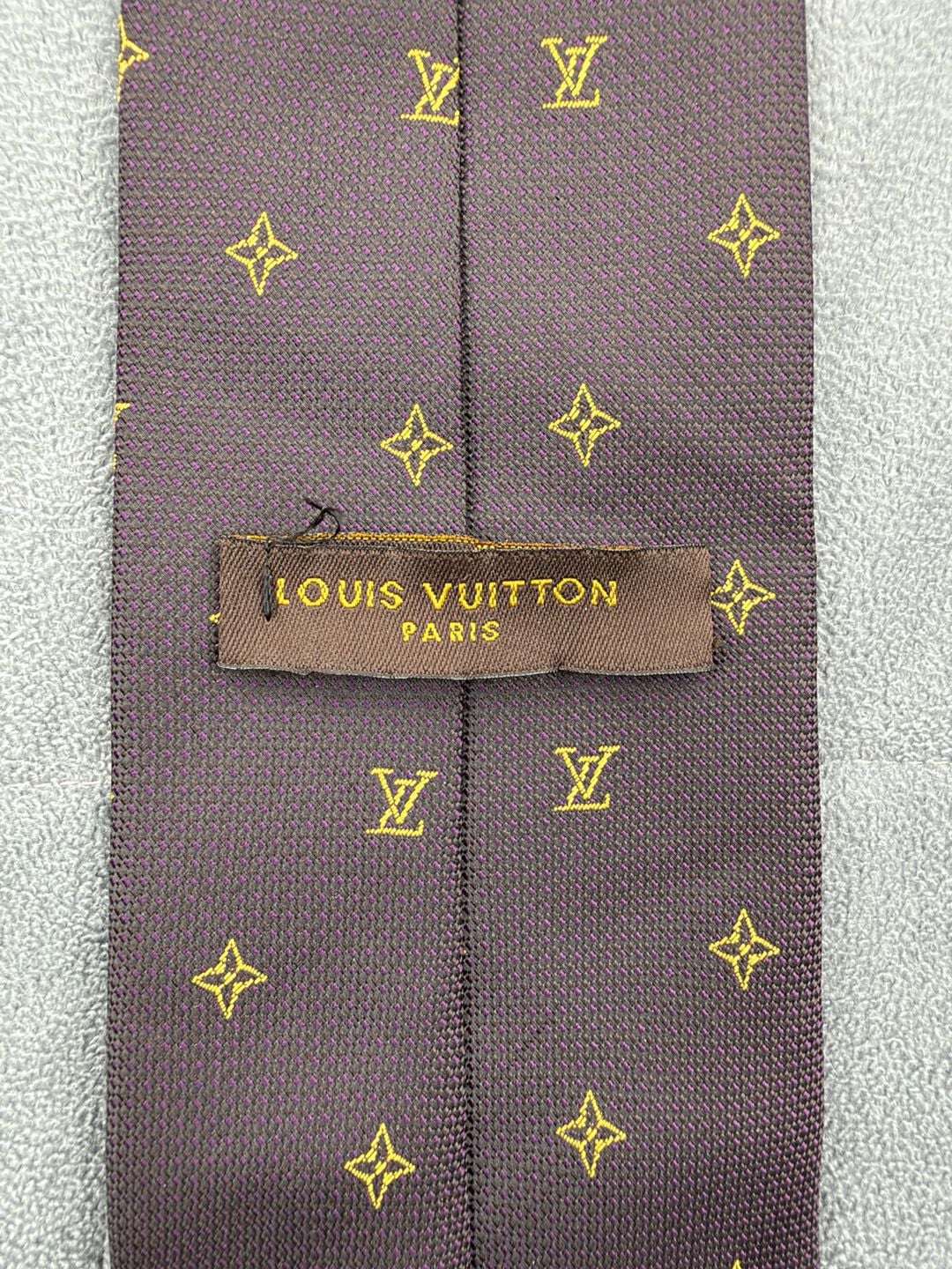 Authentic Louis Vuitton Monogram Silk Tie Brown Gold Luxury Neckwear 3