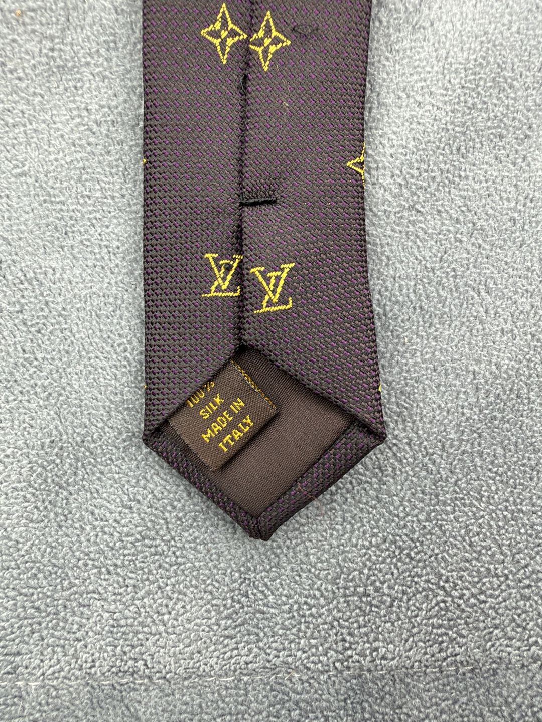 Authentic Louis Vuitton Monogram Silk Tie Brown Gold Luxury Neckwear 4