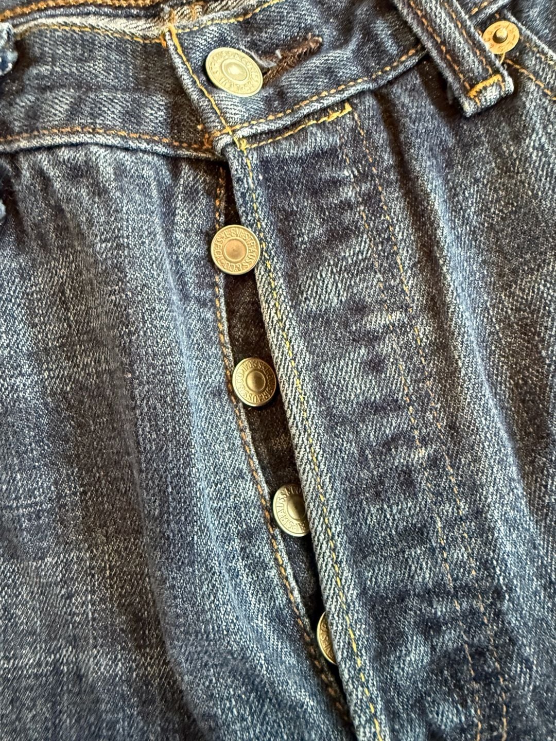 Levi's 501 Straight Leg Button Fly Jeans 34x30 Dark Wash Denim 3