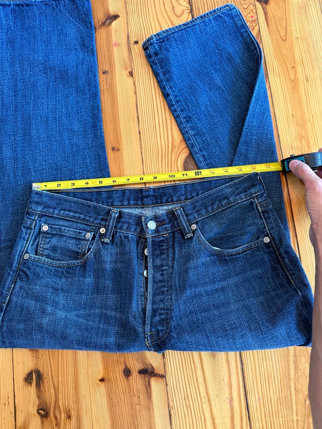 Levi's 501 Straight Leg Button Fly Jeans 34x30 Dark Wash Denim 7