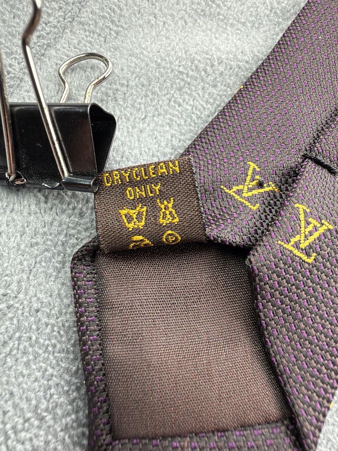 Authentic Louis Vuitton Monogram Silk Tie Brown Gold Luxury Neckwear 5