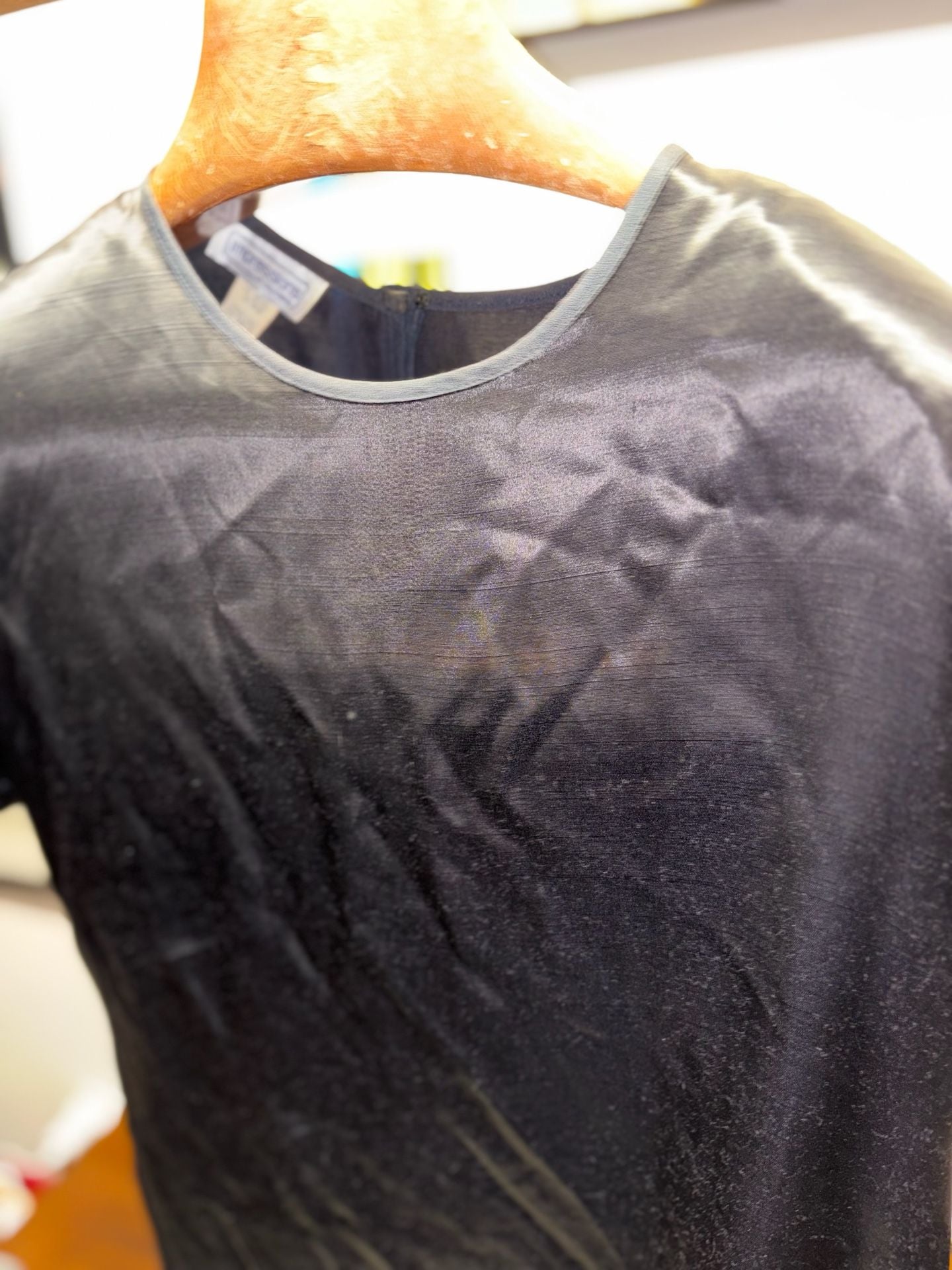 Impressions Of California Medium Black Satin Top Blouse 4