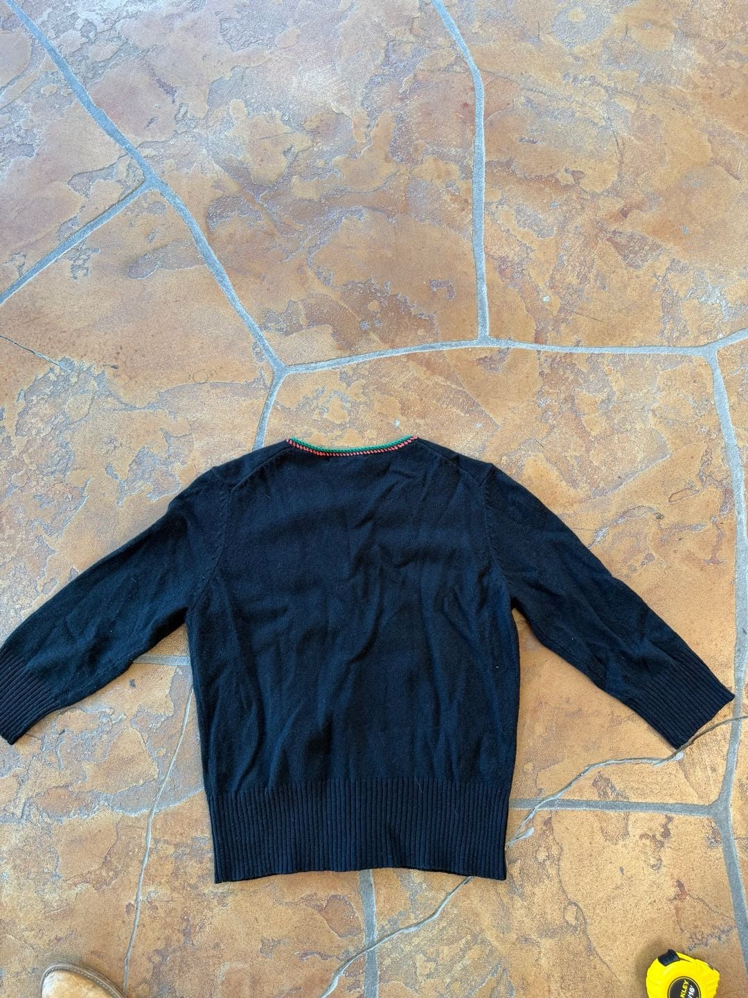 VTG Lucky Brand Floral Embroidered Cardigan Sweater Size L Black Wool Blend 4