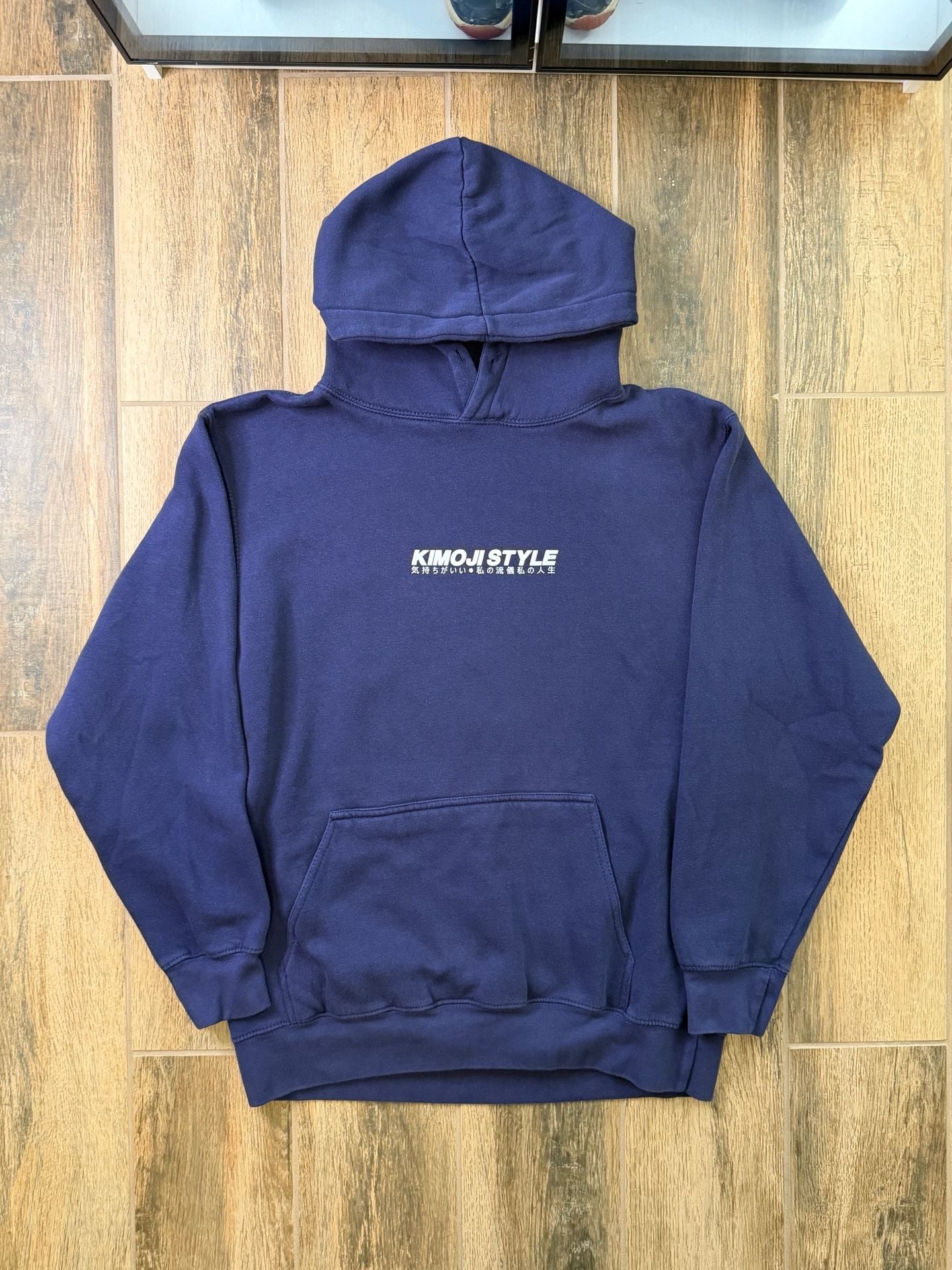 Kimoji Style Anime JDM Graphic Hoodie Size L Navy Blue Kawaii Reckless 3