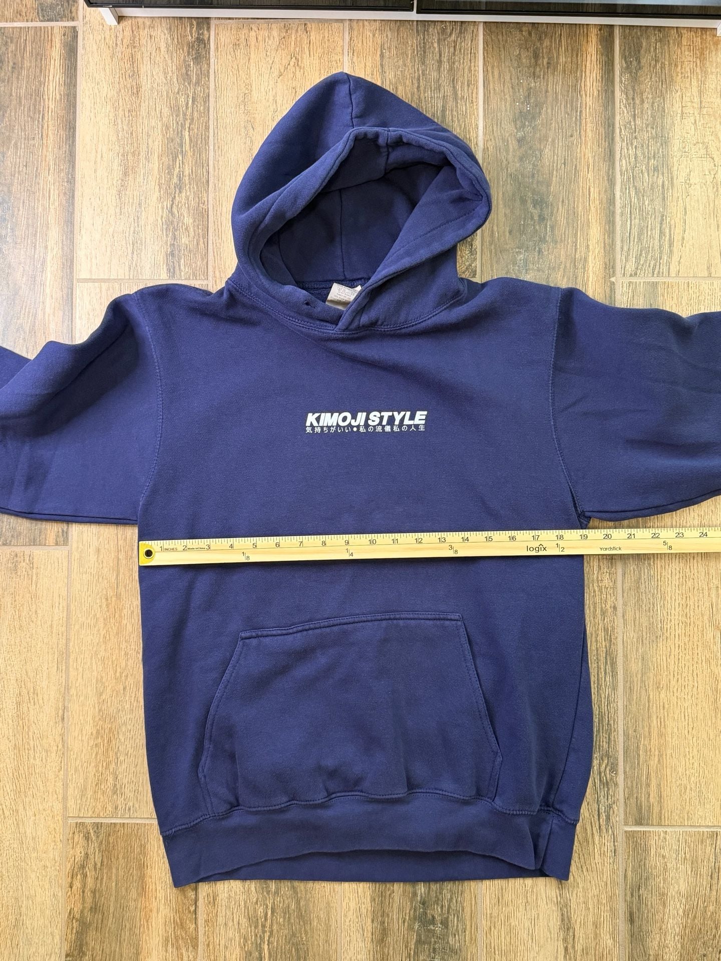 Kimoji Style Anime JDM Graphic Hoodie Size L Navy Blue Kawaii Reckless 7