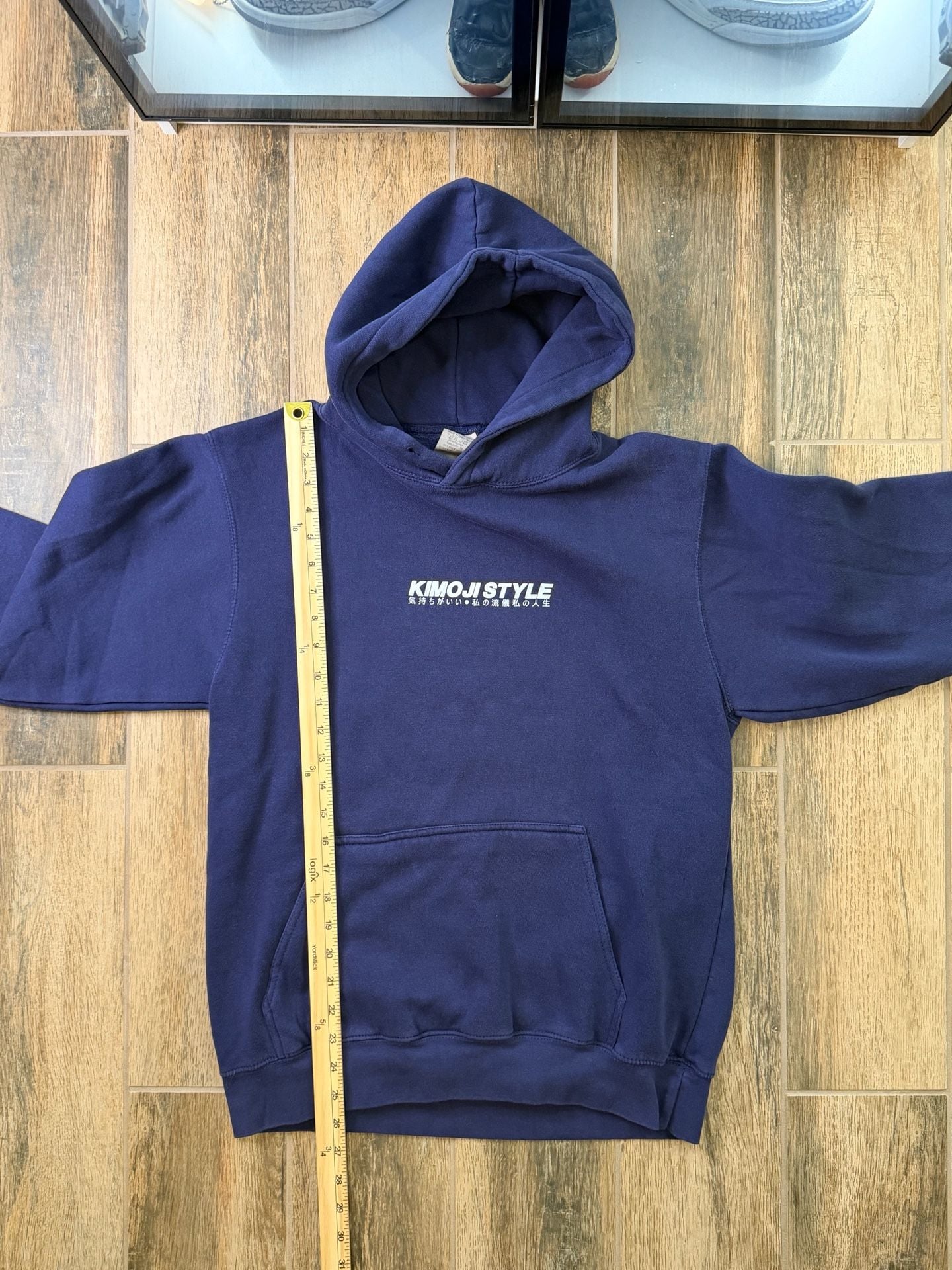 Kimoji Style Anime JDM Graphic Hoodie Size L Navy Blue Kawaii Reckless 8