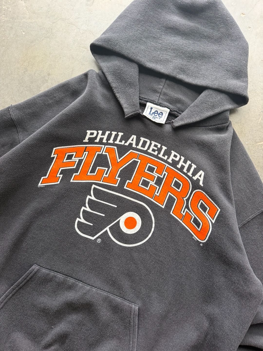 Lee Sport Philadelphia Flyers Size L Vintage Black Hoodie Sweatshirt 3