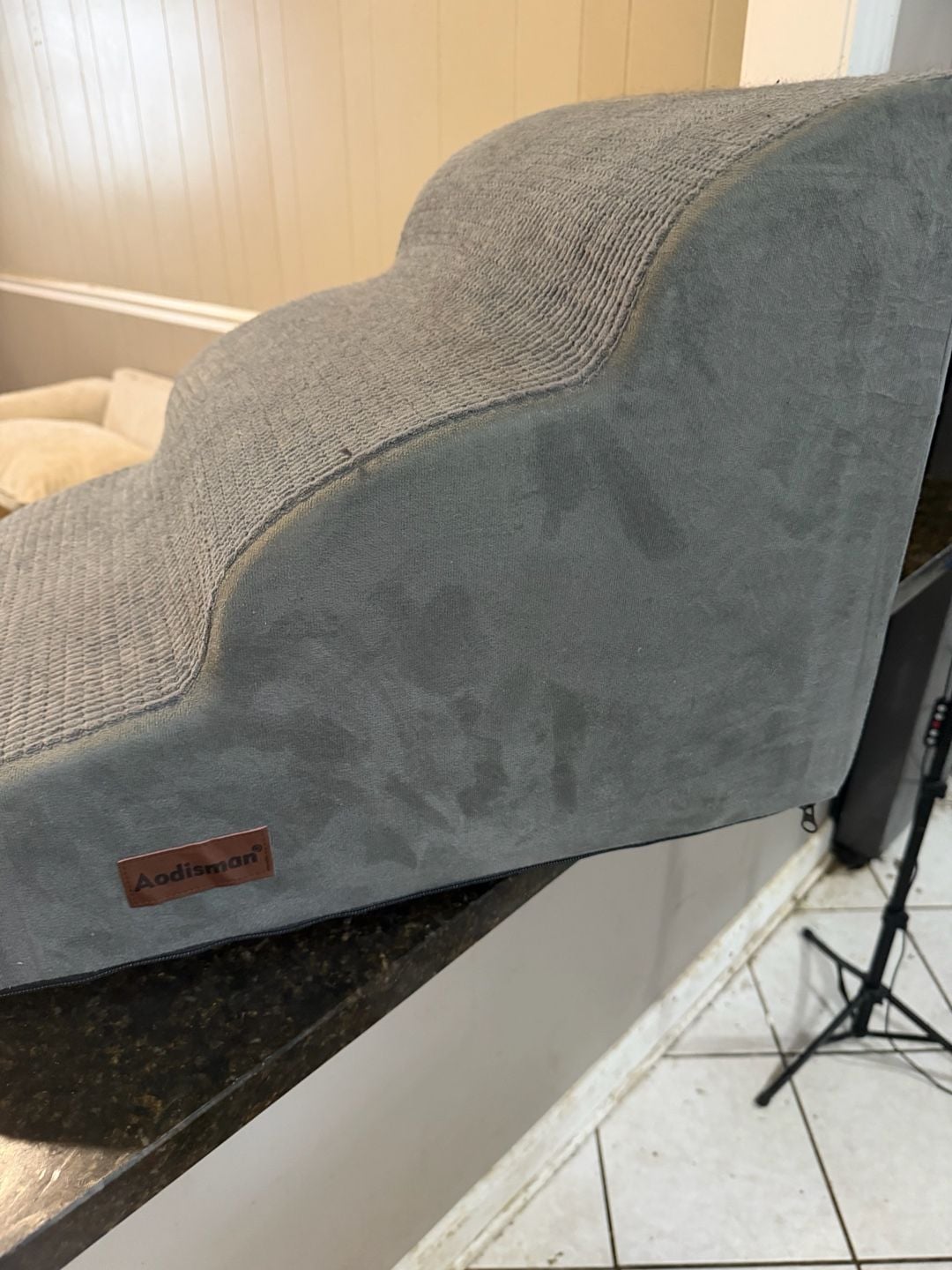 Aodisman Pet Stairs 3-Step 21 in. Gray Foam Dog Ramp 3