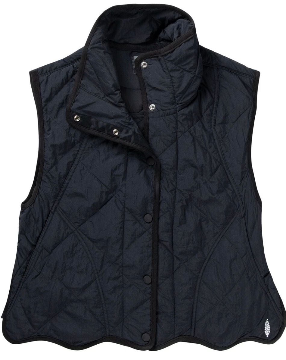 Free People Quilted Scalloped Vest Black Size S 4