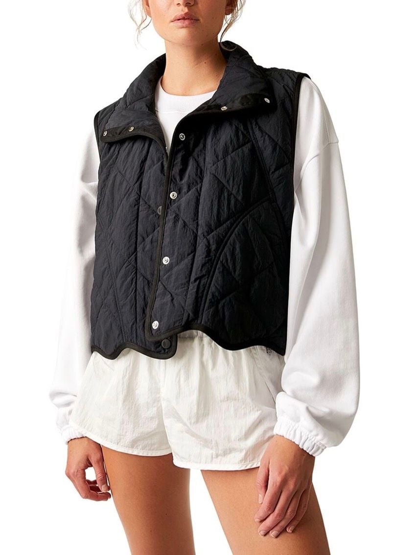 Free People Quilted Scalloped Vest Black Size S 2