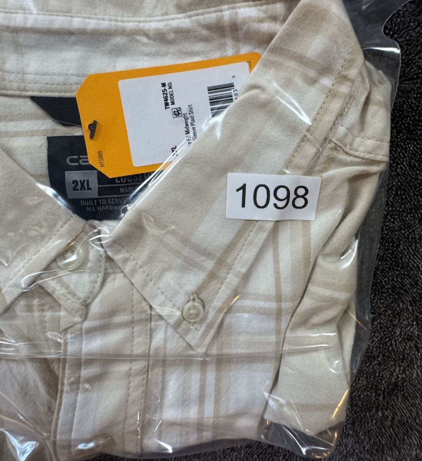 New Carhartt Loose Fit Plaid Short Sleeve Shirt 2XL Tan White 8