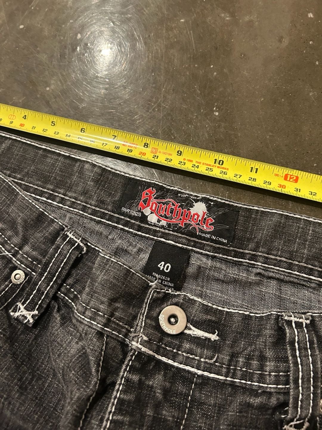 Southpole Baggy Jeans Black Skull Print Denim Y2K 7