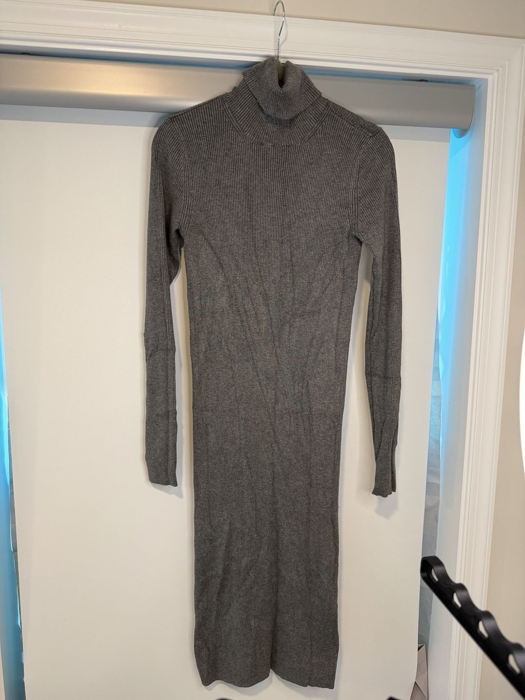 Express Ribbed Turtleneck Sweater Dress Size S Gray 7