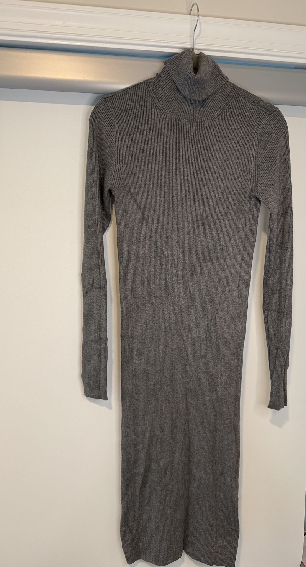 Express Ribbed Turtleneck Sweater Dress Size S Gray 2