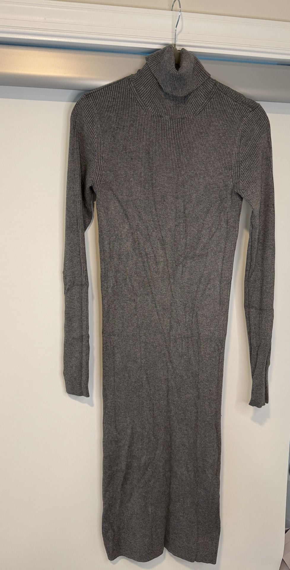 Express Ribbed Turtleneck Sweater Dress Size S Gray 3