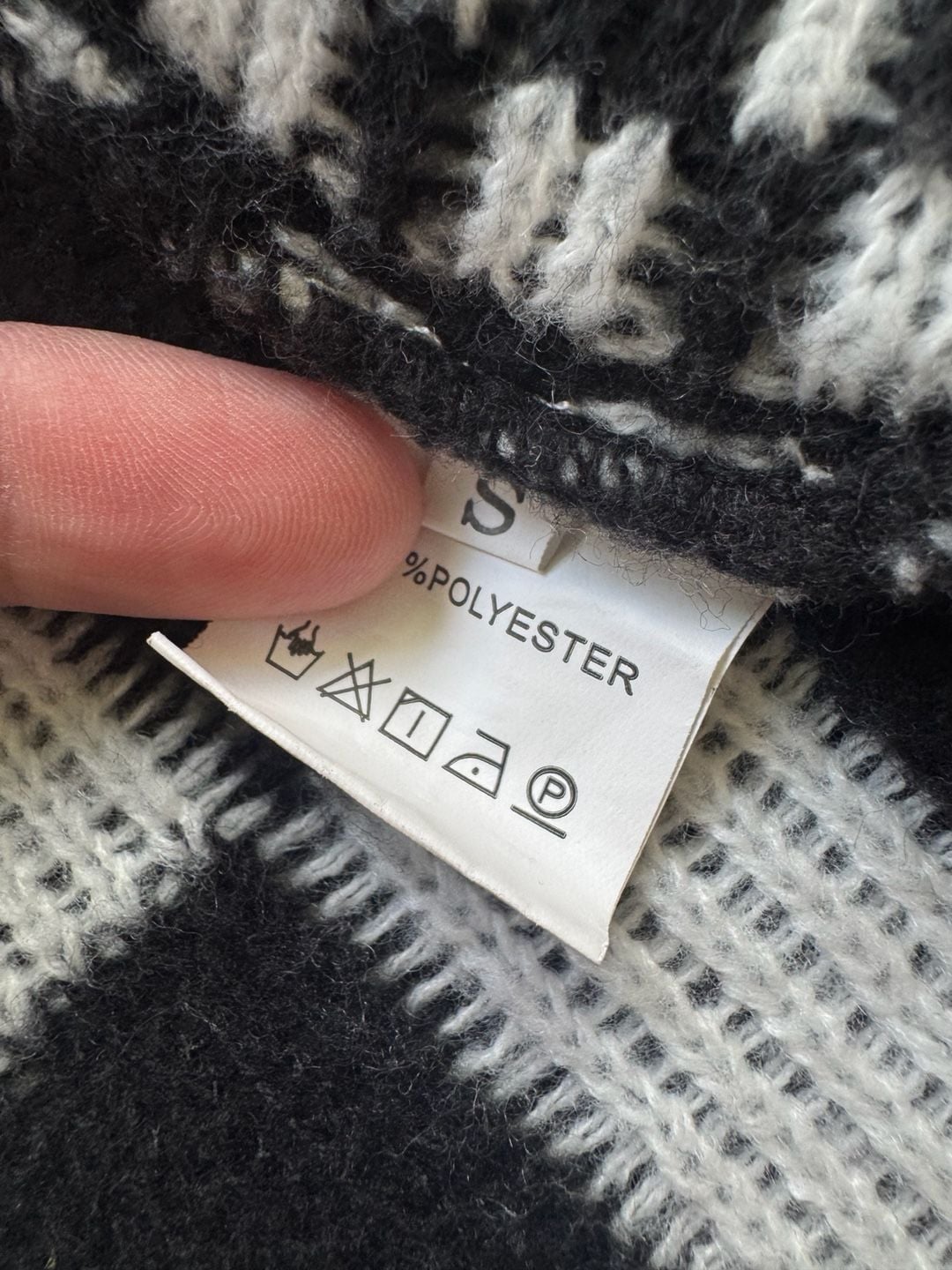 Black White Checkered Open Front Cardigan Y2K Indie Streetwear Size S 4