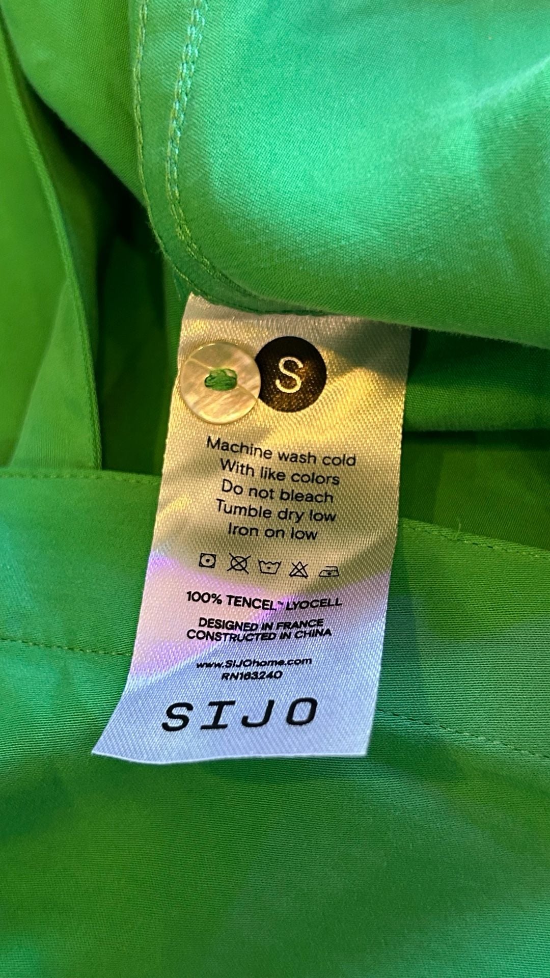 SIJO Button Down Shirt Size S Green Tencel Lyocell 5