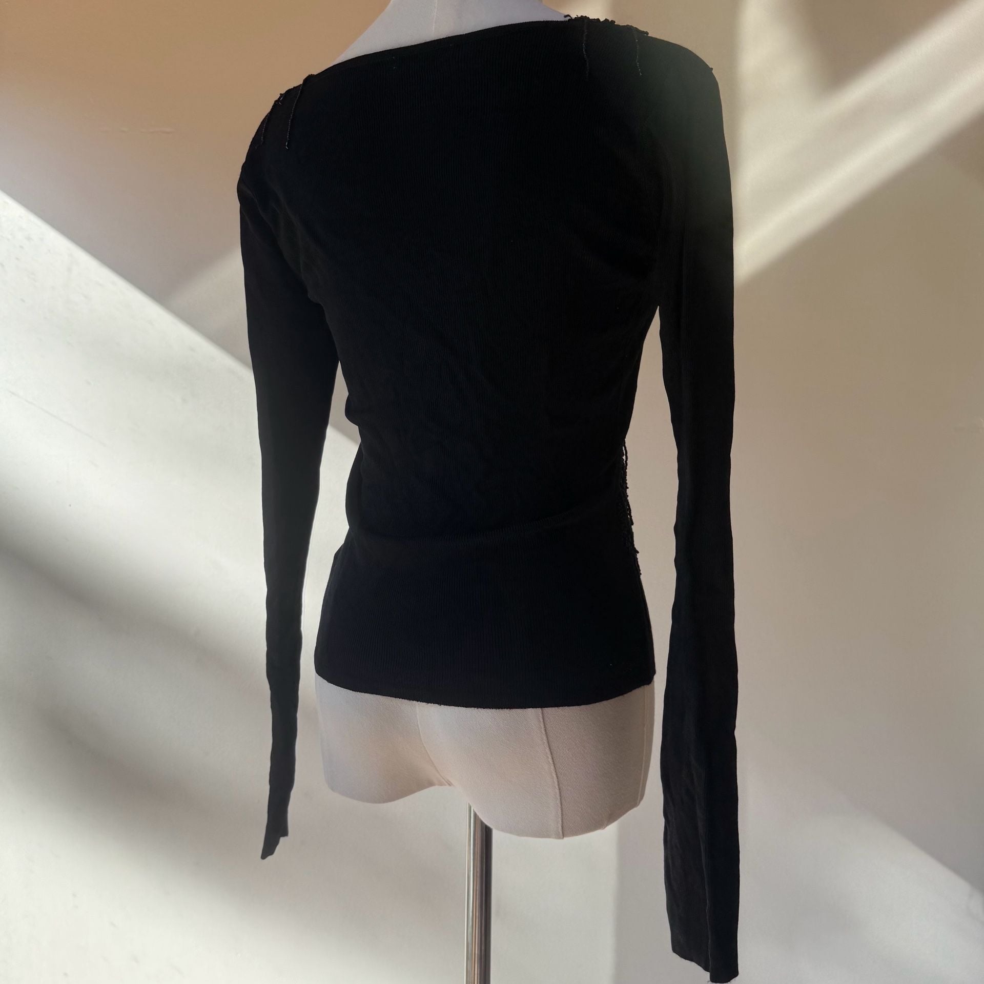 Italian Beaded Top Black Long Sleeve Vintage 8