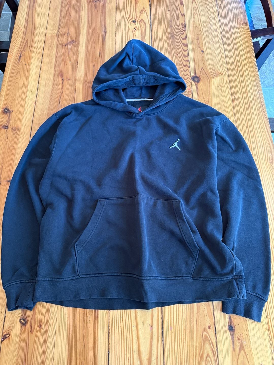 Jordan Hoodie Size L Black Embroidered Jumpman Pullover Sweatshirt 2