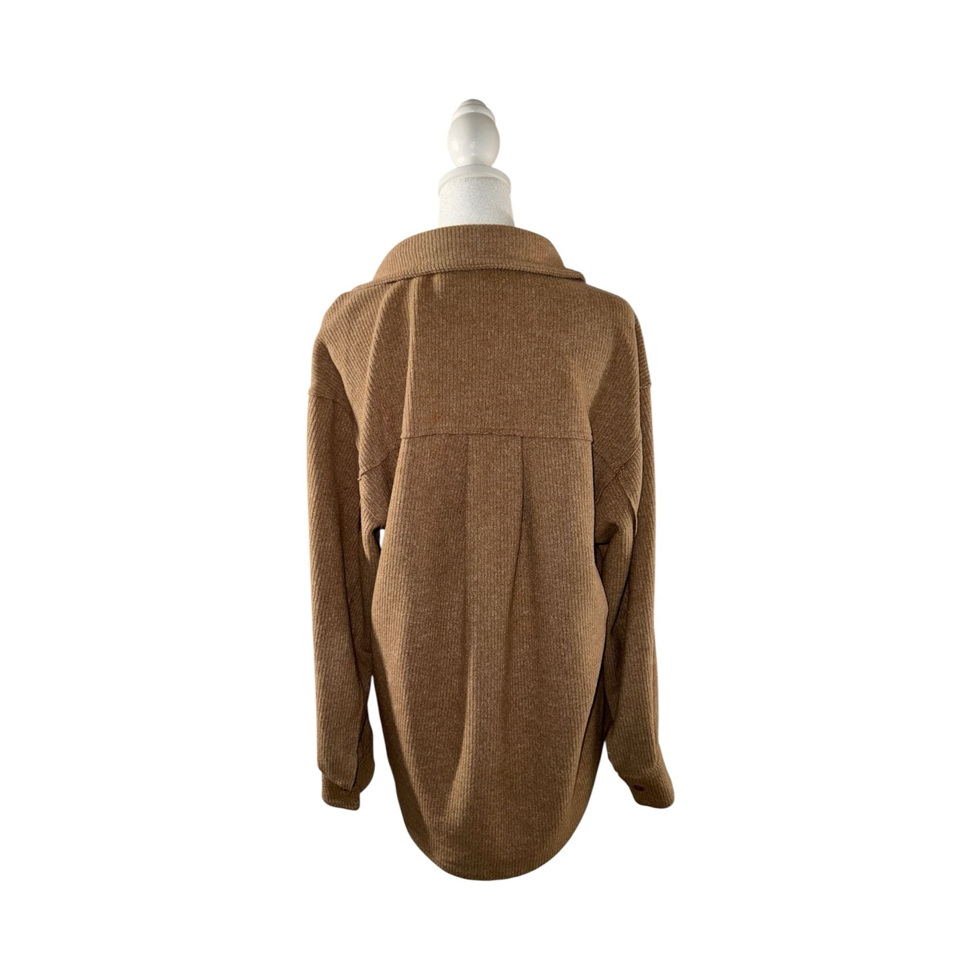 shein Brown Ribbed Shacket 3