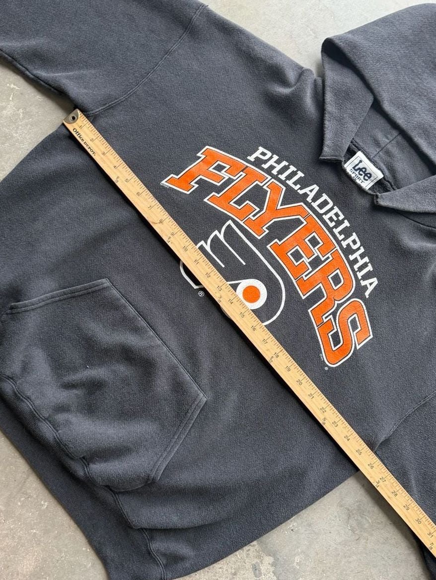 Lee Sport Philadelphia Flyers Size L Vintage Black Hoodie Sweatshirt 5