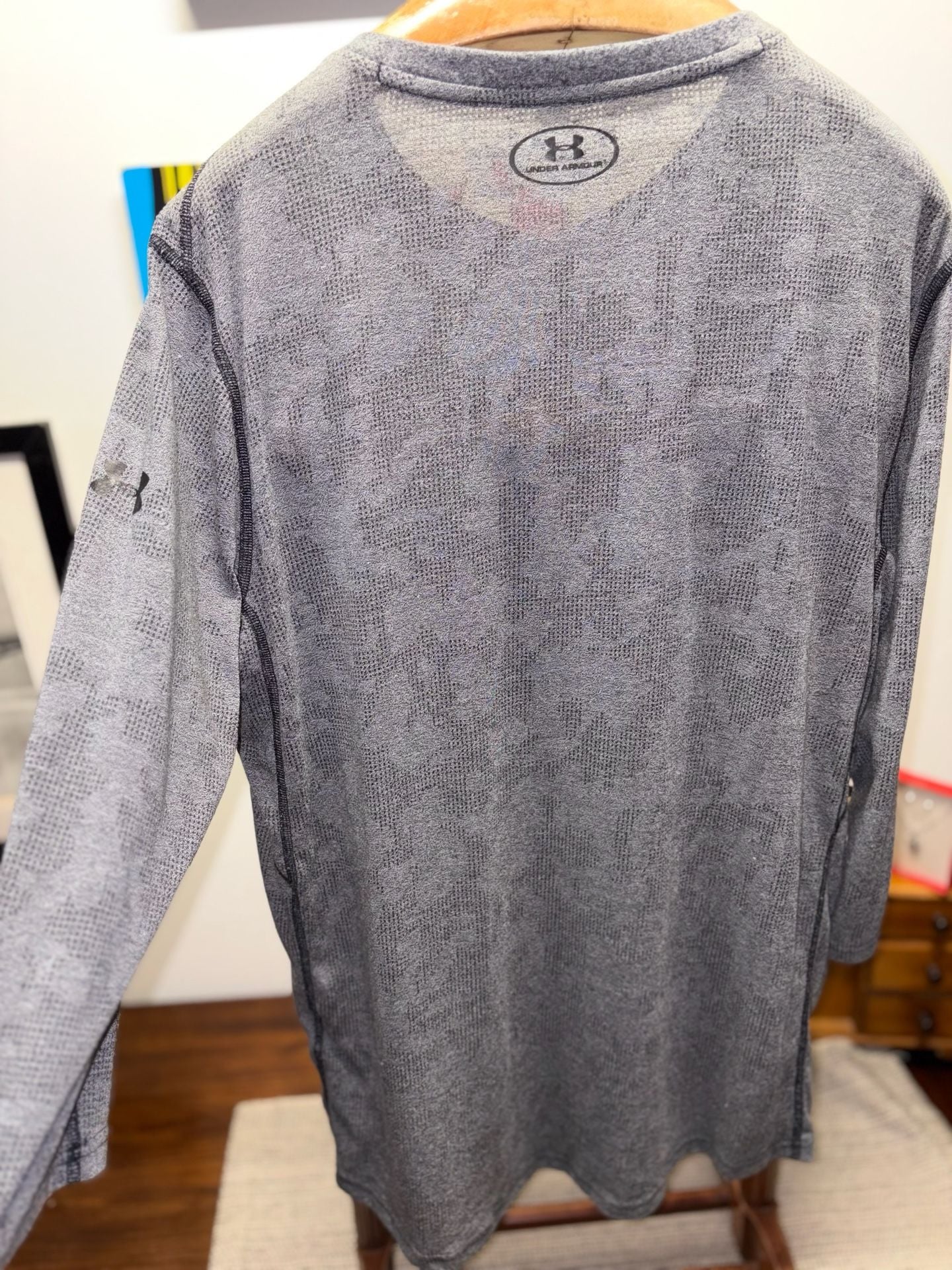 Under Armour Threadborne Henley Shirt Medium Gray 3/4 Sleeve 8