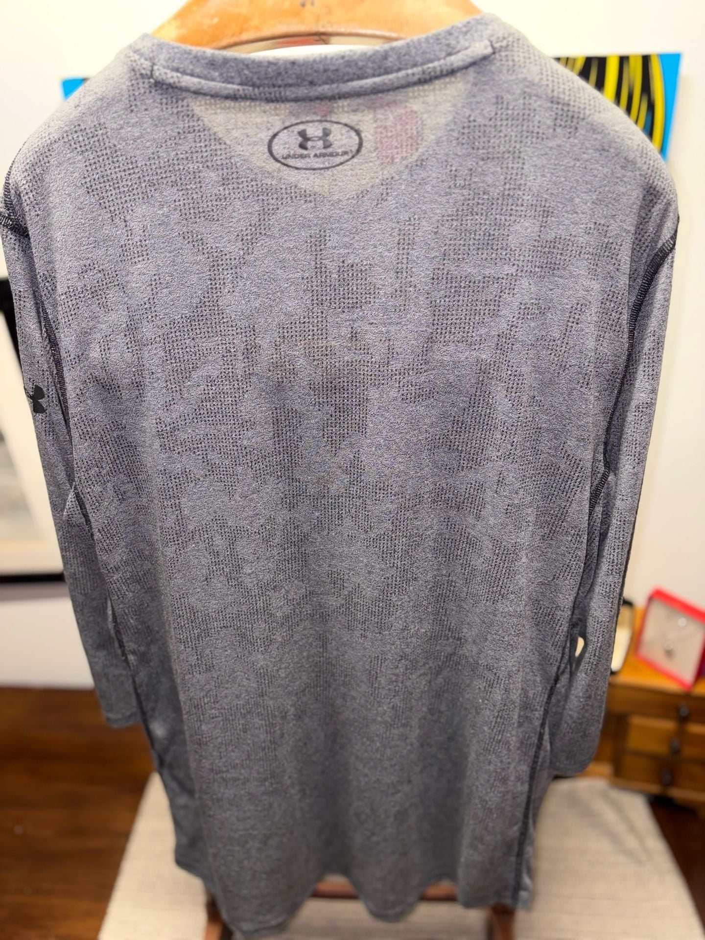 Under Armour Threadborne Henley Shirt Medium Gray 3/4 Sleeve 9