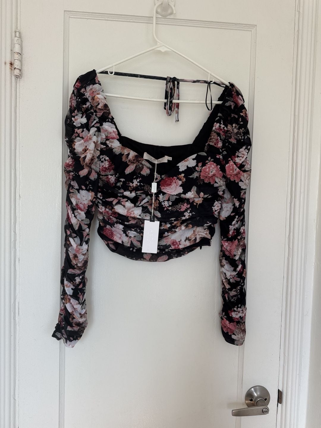 Astr The Label Erica Floral Ruched Long dark romantic, feminine, coquette 3