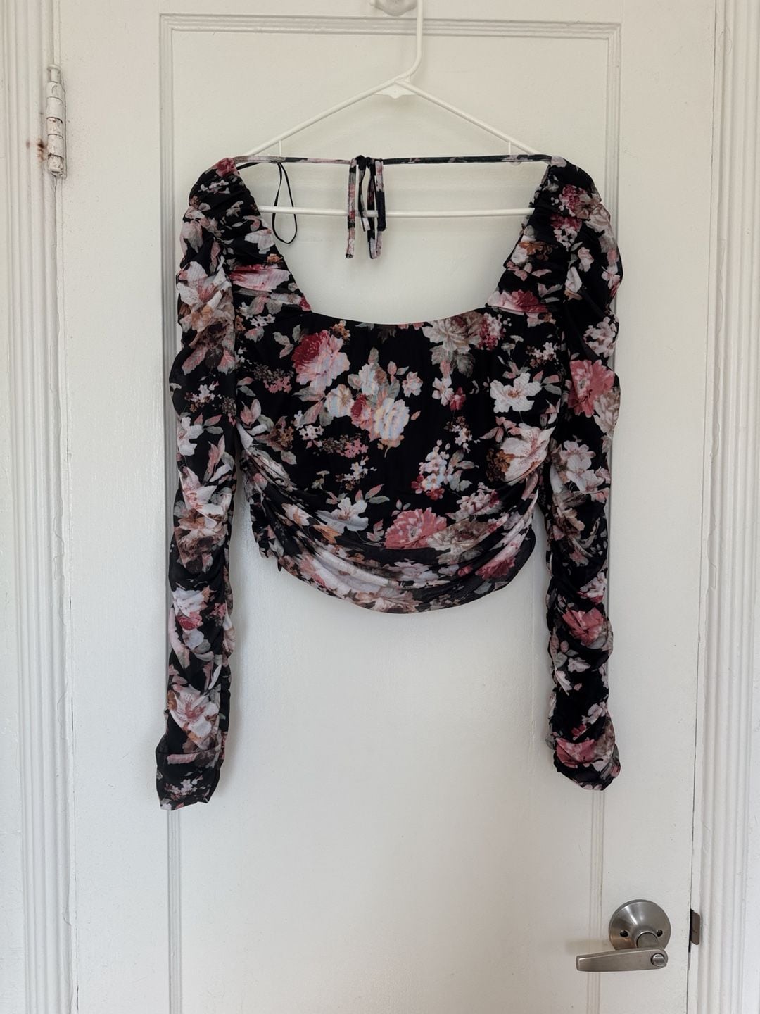 Astr The Label Erica Floral Ruched Long dark romantic, feminine, coquette 5