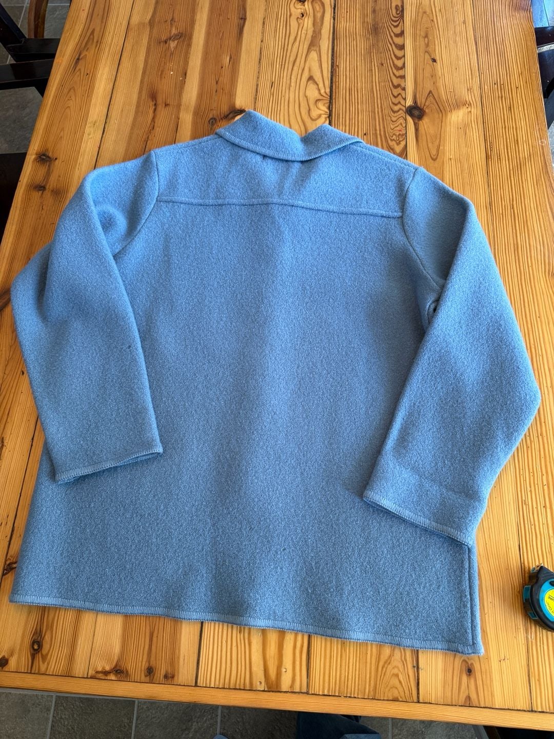 Casual Corner Wool Jacket Size L Blue Button Front Collared Pocket 5