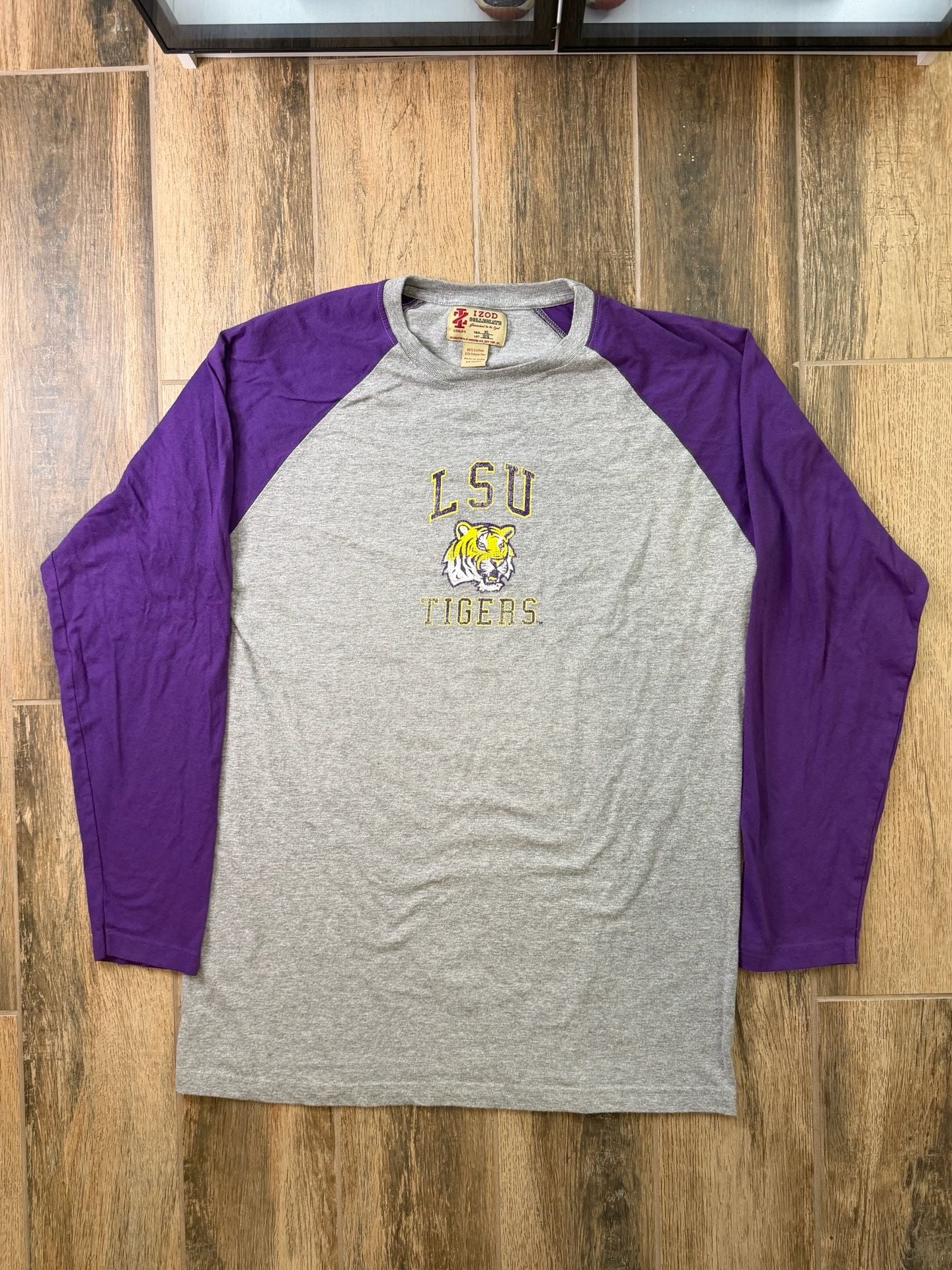 Vintage LSU Tigers Long Sleeve Izod Collegiate Raglan Shirt Size XL 3