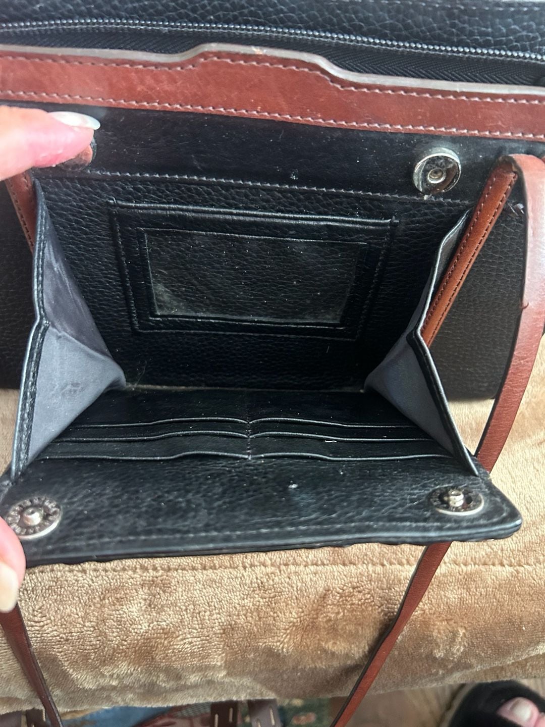 Brighton Black Brown Leather Heart Trim Shoulder Bag 5