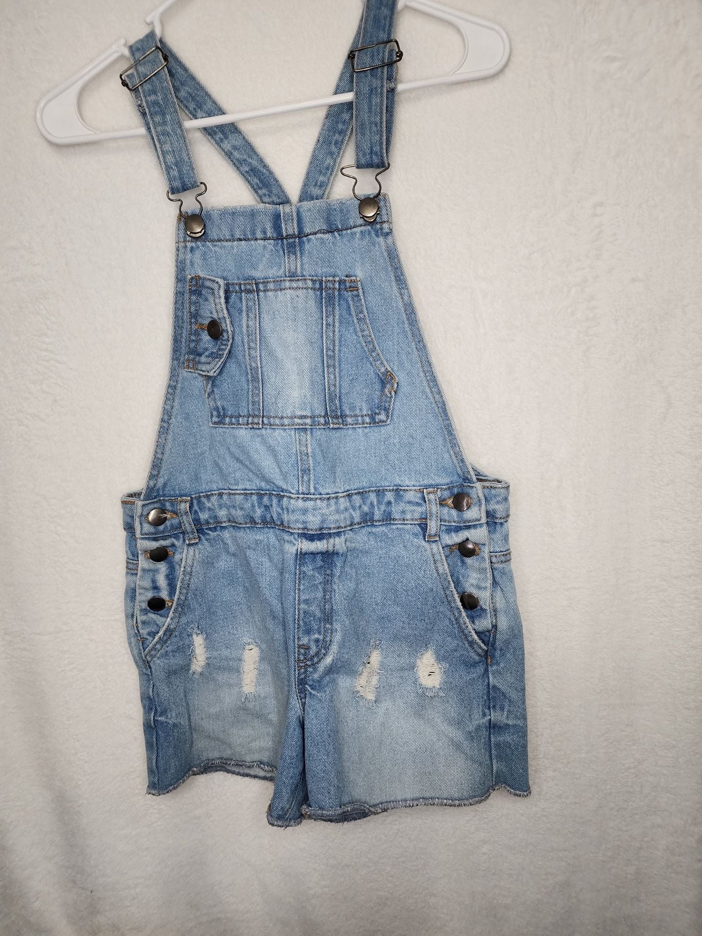 DARI Distressed Denim Shortalls Blue Cotton Kids Medium 1