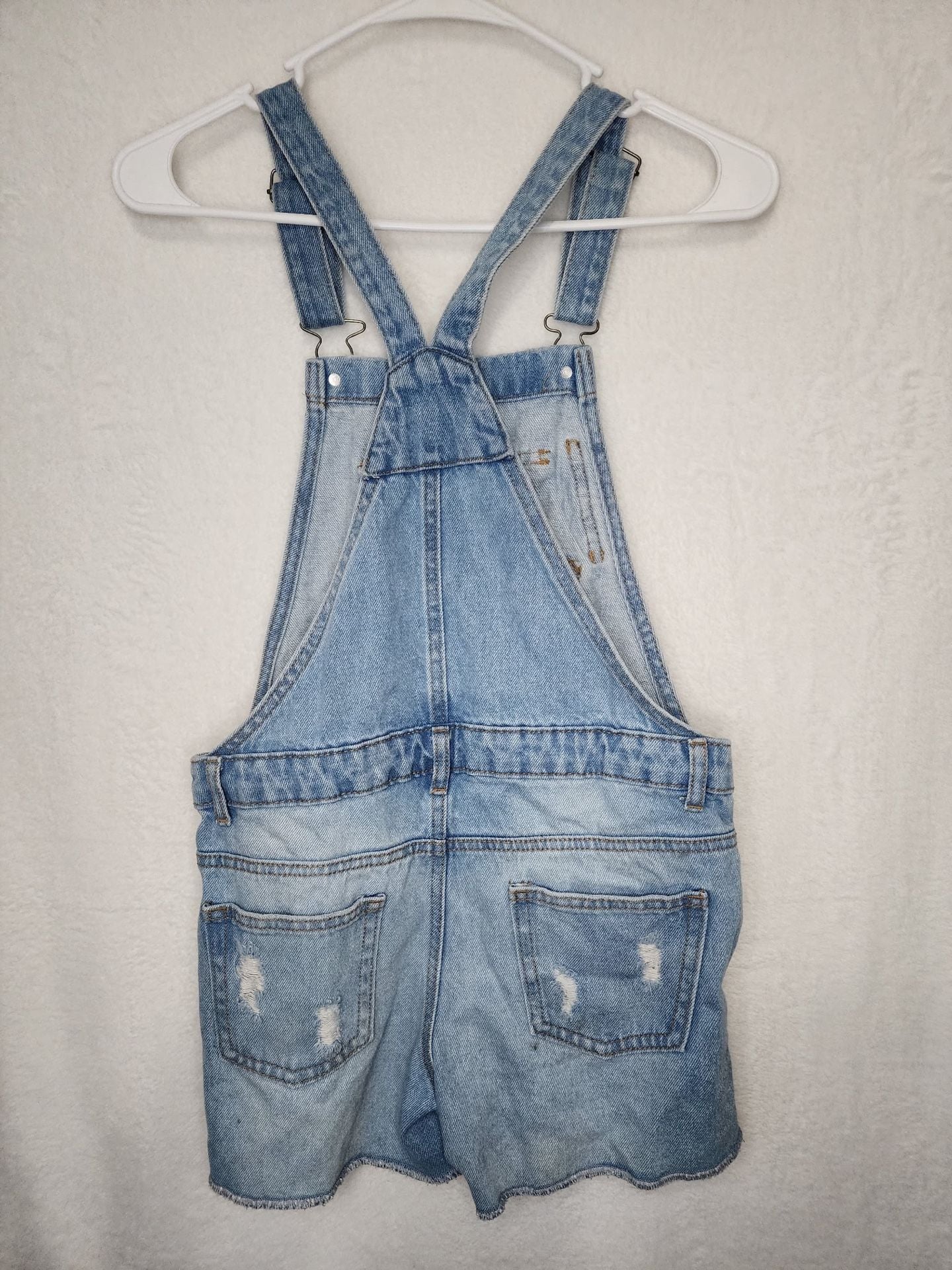 DARI Distressed Denim Shortalls Blue Cotton Kids Medium 2