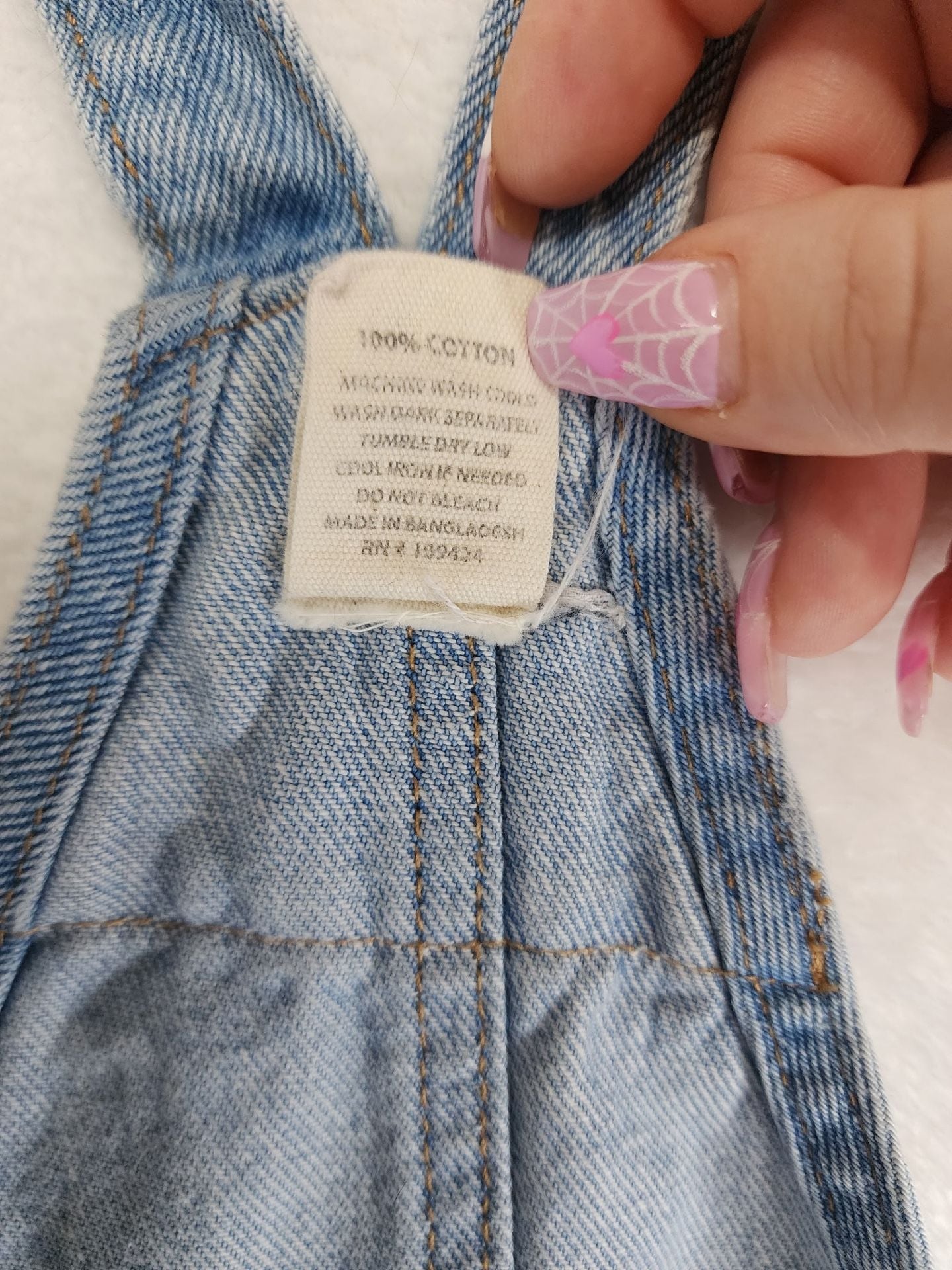 DARI Distressed Denim Shortalls Blue Cotton Kids Medium 3