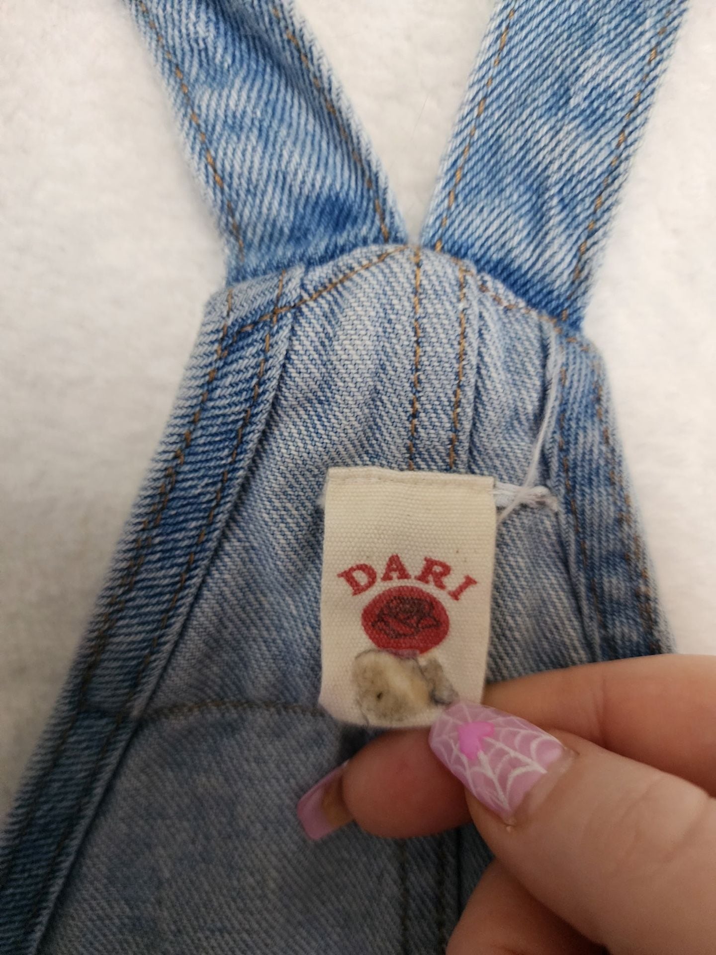 DARI Distressed Denim Shortalls Blue Cotton Kids Medium 4