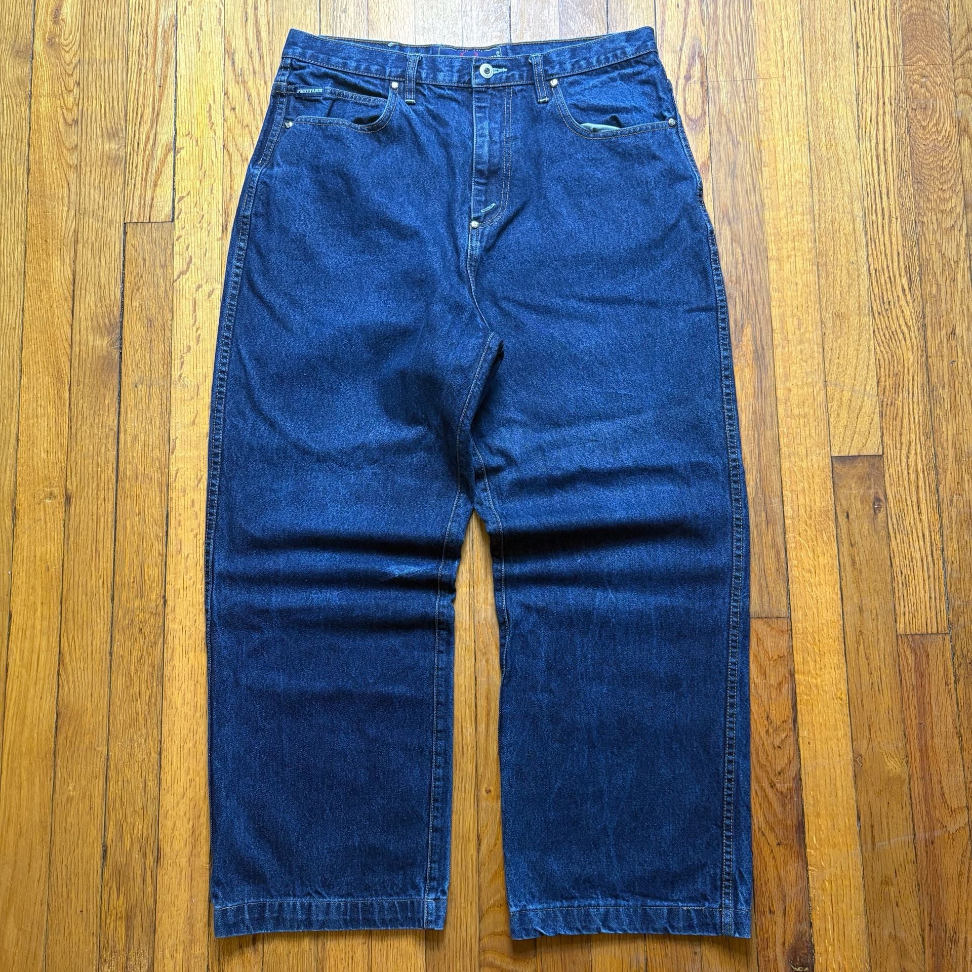 Phat Farm Baggy Denim Jeans Size 34x33 Dark Wash Y2K Hip Hop Skater 2