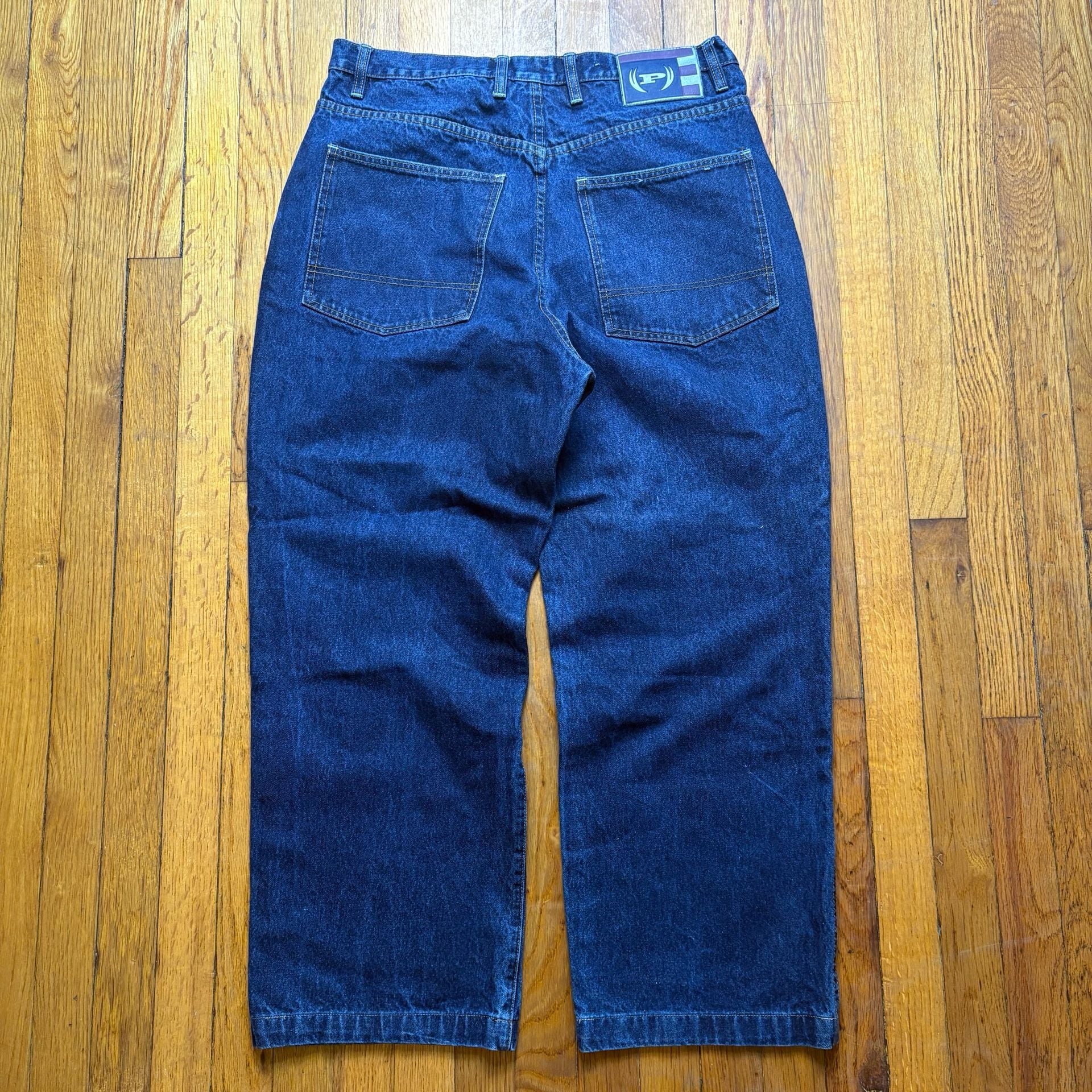 Phat Farm Baggy Denim Jeans Size 34x33 Dark Wash Y2K Hip Hop Skater 5