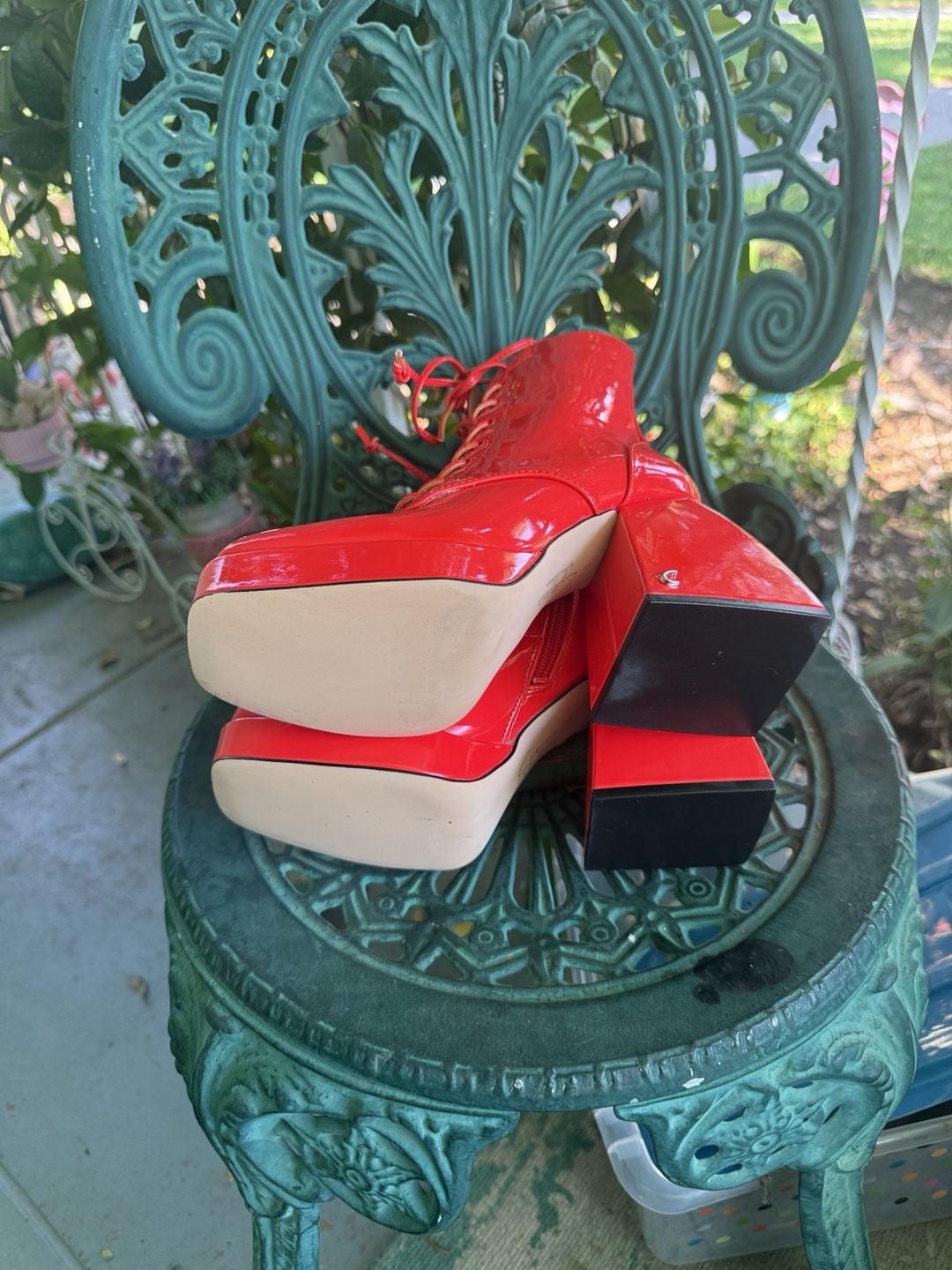 Circus NY by Sam Edelman "Kia" (Karter) Red Patent Platform Lace-Up Boots 6