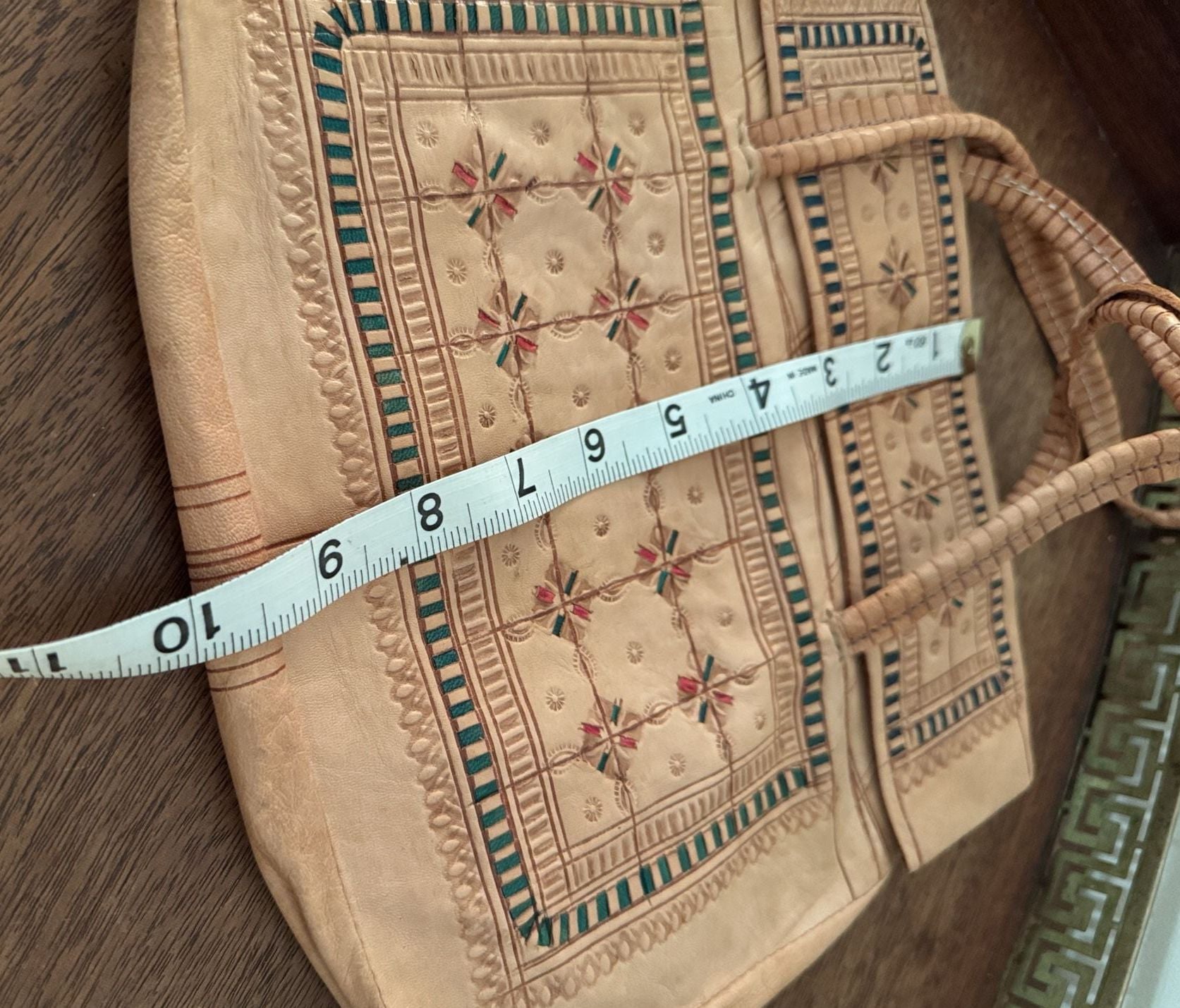 Vintage Moroccan Tooled Leather Shoulder Bag Handbag 10