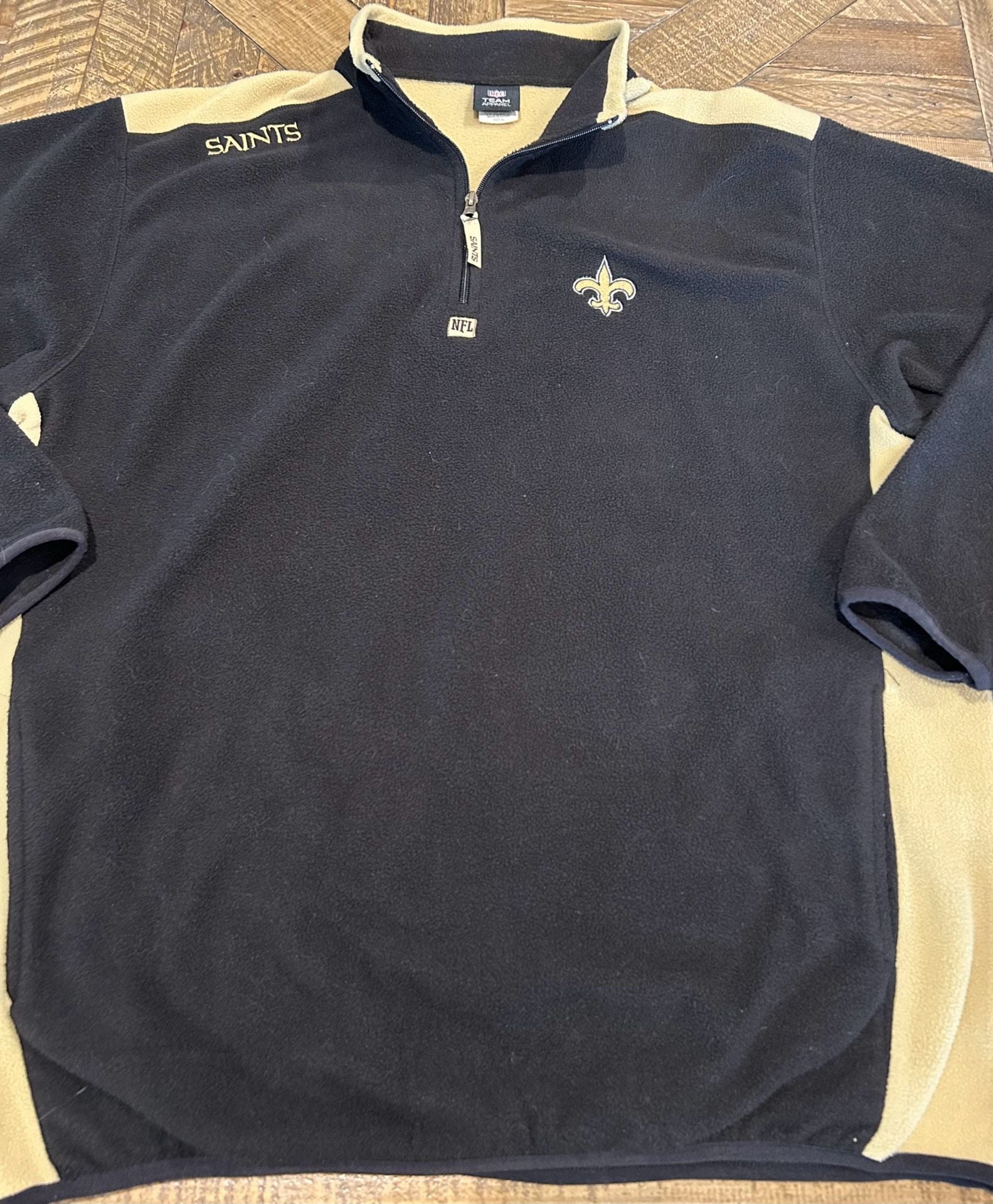 NFL Team Apparel New Orleans Saints Fleece 1/4 Zip Size XL Black 2