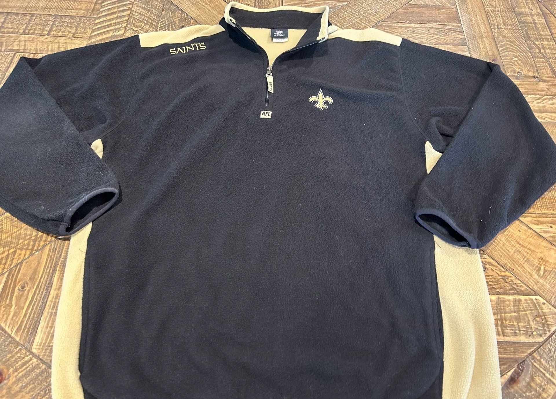 NFL Team Apparel New Orleans Saints Fleece 1/4 Zip Size XL Black 3